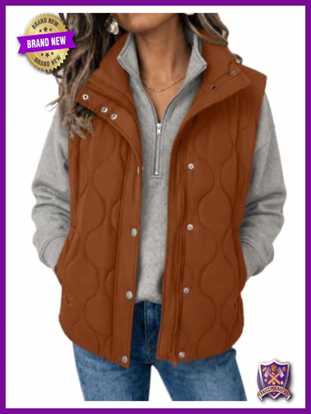 Women Oversized Puffer Vest Stand Collar Zip Up Sleeveless Quilted Outerwear